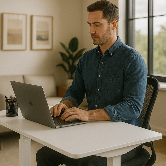 Bureau Assis-Debout Électrique Compact avec Réglage en Hauteur Motorisé et Crochet Latéral