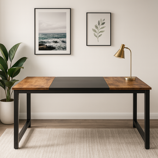 Bureau de travail partagé 4 postes – Plateau bois et structure métal