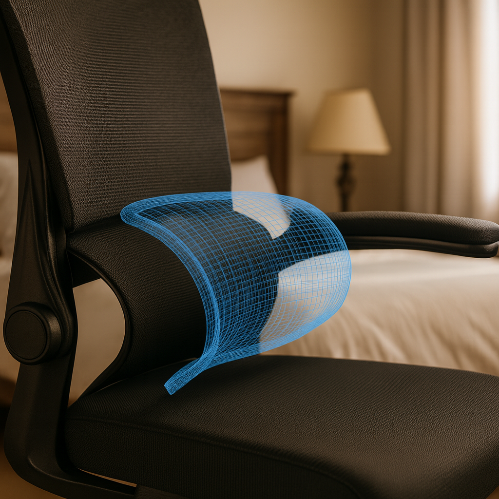 Chaise de bureau ergonomique avec appui-tête réglable, dossier en maille et accoudoirs relevables