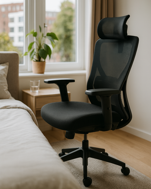 Chaise de bureau ergonomique avec appui-tête réglable, support lombaire ajustable et accoudoirs réglables