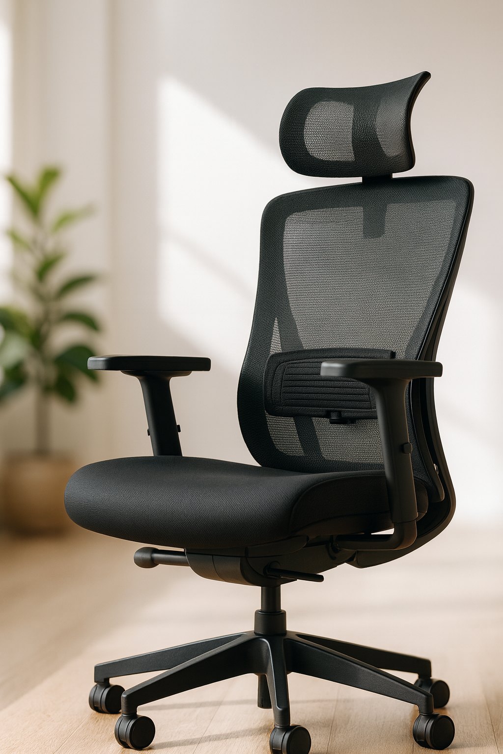 Chaise de bureau ergonomique avec appui-tête réglable, support lombaire ajustable et accoudoirs réglables