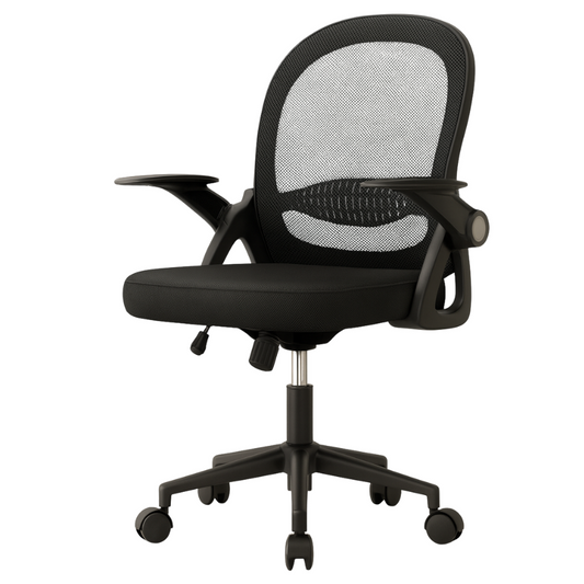 Chaise de bureau avec dossier en maille respirante, support lombaire fixe et assise réglable