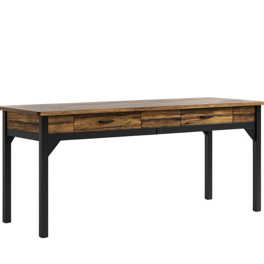 Bureau rectangulaire avec tiroirs intégrés et crochet latéral – Plateau bois et structure métal