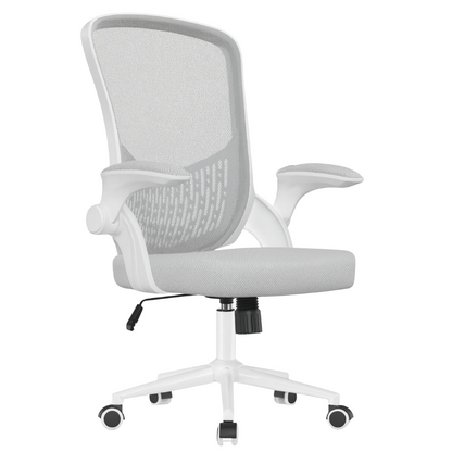 Chaise de bureau ergonomique avec dossier en maille, assise réglable et accoudoirs relevables
