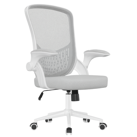 Chaise de bureau ergonomique avec dossier en maille, assise réglable et accoudoirs relevables