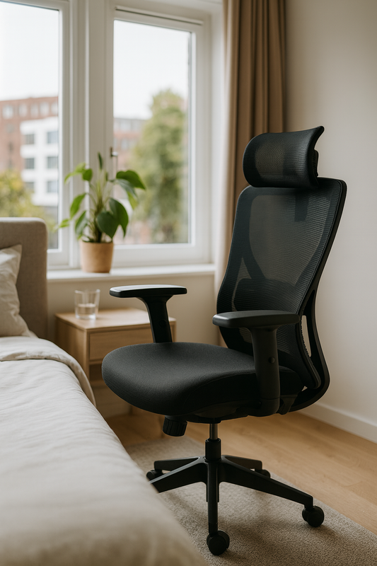 Chaise de bureau ergonomique avec appui-tête réglable, support lombaire ajustable et accoudoirs réglables